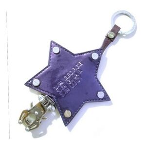 George Gina & Lucy Purple Leather Star Key Ring Carabiner Purse Charm Rare